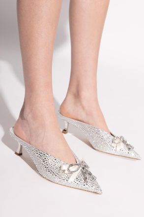 Jimmy Choo London Heeled Mules Auria, Womens, Silver