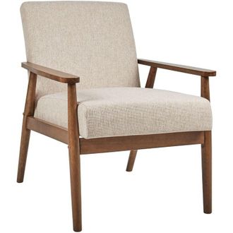 Beliani Poltrona da salotto con rivestimento in tessuto beige con struttura in legno Esrum