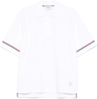 Thom Browne RWB-stripe cotton polo shirt - White