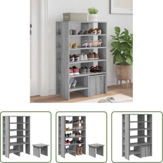 vidaXL Armadio per scarpe moderno - Mobile per scarpe 2 pcs Grigio Sonoma Legno multistrato
