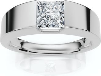 Pompeii3 Mens 1Ct Princess Cut Diamond Wedding Anniversary Ring 14k Gold or Pt Lab Grown