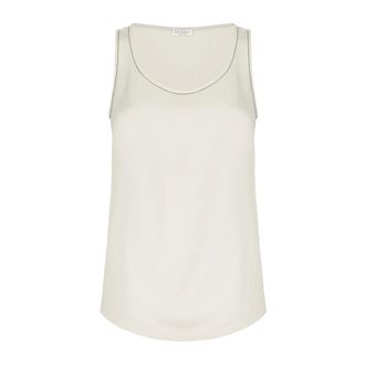 Brunello Cucinelli Brunello Cucinelli, Sleeveless Tops, female, White, Size: XL Silk Top