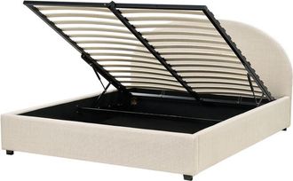 Beliani Cama con almacenaje de poliéster beige 160 x 200 cm otomana Vaucluse
