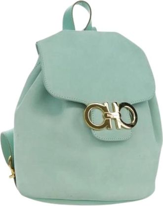 Ferragamo Pre-owned Backpacks, female, Blue, Size: ONE SIZE Pre-owned Suede Backpack