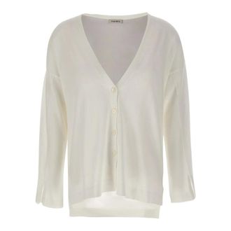 KANGRA Asymmetrical Cotton Cardigan - female - Kangra - Cardigans - White - S - Knitwear