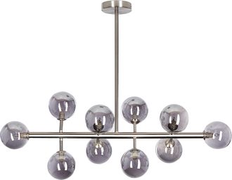 Beliani L&aacute;mpara De Techo De Metal Plateado 68 Cm Cristal Colgante 10 Luces Ramis