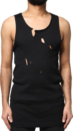 Dolce & Gabbana Black Cotton Rip Style Sleeveless Men Tank T-Shirt