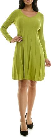 Nina Leonard Long Sleeve A-Line Sweater Dress in Olive Oil at Nordstrom Rack, Size X-Large