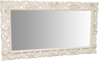 Biscottini International Biscottini - Espejo De Pared De Colgar De Madera Con Acabado Blanco Antiguo Hecho En Italia