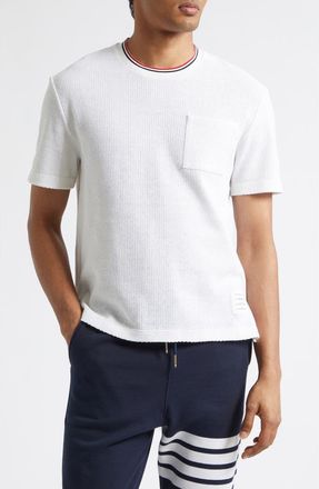 Thom Browne Relaxed Fit Cotton & Linen T-Shirt in White at Nordstrom, Size 1