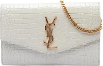 Saint Laurent Pre-owned Uptown Chain Wallet - Dames - Vintage Clutch - Wit - ONE Size - Leer - Vintage