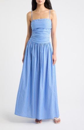 Faithfull The Brand Portlligat Stripe Cotton Dress in Joao Stripe Azulejo Blue at Nordstrom, Size Xx-Large