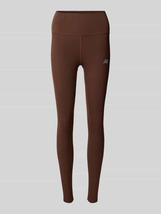 New Balance High Waist Leggings mit Logo-Print Modell HARMONY in Dunkelbraun, Gr&ouml;&szlig;e XL
