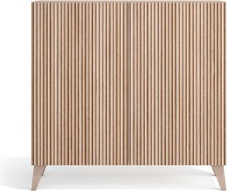 HERDASA Herdasa, Zapatero en Melamina, modelo Sunne, 87x90x27cm, nogal claro - frente efecto vallado natural