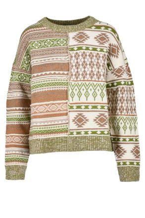 Ballantyne Crew Neck Sweater - Green/Beige