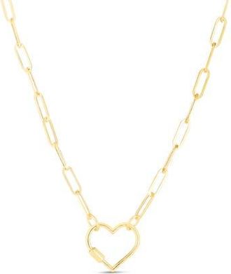 Queen Jewels Carabiner Heart & Paper Clip Chain Necklace in Gold at Nordstrom Rack, Size 18