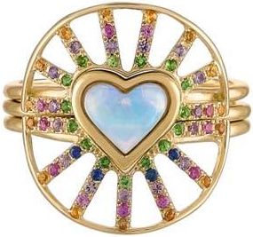 Eden Presley Opal Heart & Sapphire Nesting Rings in Yellow Gold at Nordstrom, Size 7