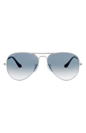 Ray-Ban 58mm Gradient Aviator Sunglasses in Silver/Blue Gradient at Nordstrom