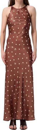 MC2 Saint Barth Coriandol Pois Maxikleid - Dames - Maxi kleedjes - Bruin - L - Kleedjes