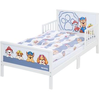 Roba Letto per Bambini a Tema Paw Patrol - 70 x 140 cm - Rete a Doghe e Biancheria da Letto Incluse - Sponde Laterali - da 0 a 7 Anni - Materiali