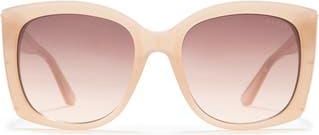Guess 55mm Butterfly Sunglasses in Shiny Beige /Gradient Brown at Nordstrom Rack