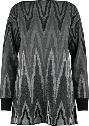 Circus Hotel Flared Lam&eacute; Knit - Silver/Black