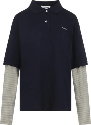 Miu Miu Tops, Dames, Blauw, M, Katoen, Polo Shirt