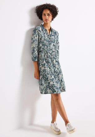 Street One Tunikakleid STREET ONE, Damen, Gr. 34, N-Gr, blau (arona blau), Jersey, Obermaterial: 88% Viskose, 12% Polyamid, Snakeprint, l&auml;ssig geschnitten kniela