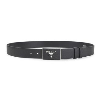 Prada Belts, male, Black, Size: 100 CM Saffiano Leather Belt