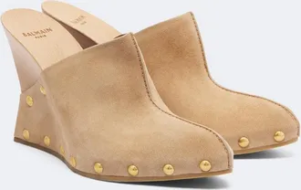 Balmain Suede wedge clogs