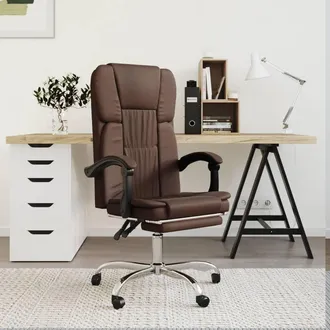 vidaXL Silla De Oficina Reclinable Cuero Sint&eacute;tico Marr&oacute;n Vidaxl