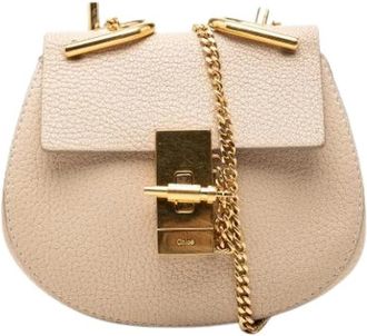 Chlo&eacute; Pre-owned Drew Shoulder Bag - Dames - Vintage Mini Tas - Beige - ONE Size - Leer - Vintage