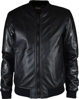 Philipp Plein Bomberjack - Heren - Leren en Su&egrave;de Jassen - Zwart - M - Leer - Jassen