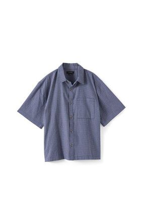 Cotton On Mens Darcy Short Sleeve Shirt in Navy Mini Check at Nordstrom, Size Xx-Small