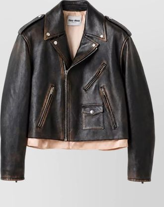 Miu Miu lamb leather biker jacket