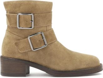 Kazar Su&egrave;de laarzen met gespen - Dames - Laarzen met Hak - Beige - 39 EU - Su&egrave;de - Schoenen