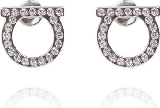 Ferragamo Gancini Kristallen Oorbellen - Dames - Oorbellen - Grijs - ONE Size - Accessoires
