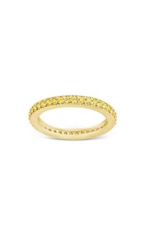 Sterling Forever Cubic Zirconia Pav&eacute; Thin Band Ring in Gold/Canary at Nordstrom, Size 10