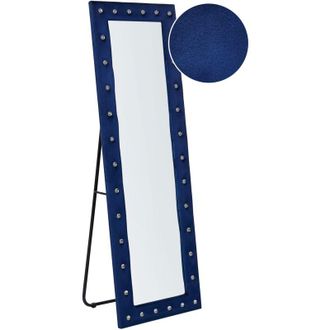 Beliani Beliani - Espejo De Pie De Terciopelo Azul Marino 50 X 150 Cm Soporte Vidrio Ansouis