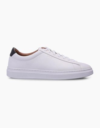 HUGO BOSS Mens Kieran Leather Trainers - Cream - Size: 10