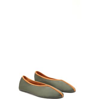 Mango Satin Ballerina Flat in Green at Nordstrom, Size 9.5Us