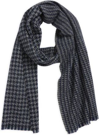 Andrew Stewart Houndstooth Cashmere Scarf in Navy at Nordstrom