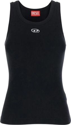 Diesel Slim Rib Tanktop met Metallic Oval D - Dames - Tops zonder mouwen - Zwart - M - Katoen - Tops