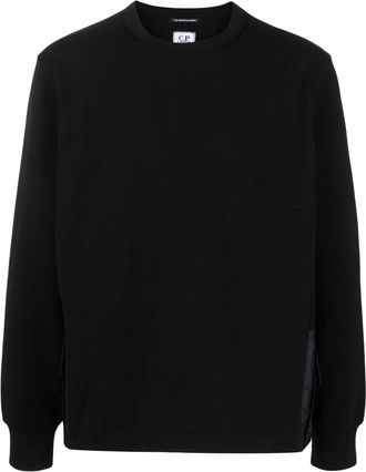 C.P. Company flap-pocket crew-neck sweatshirt - men - Polyamide/Cotton/Elastane - M - Black