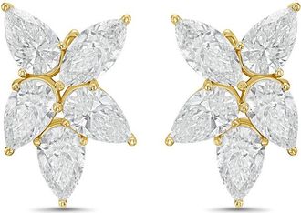 Diana M. Jewels 14KW YG 8.00 Ct TW of Lab grown pear and marquise shape diamonds cluster earrings