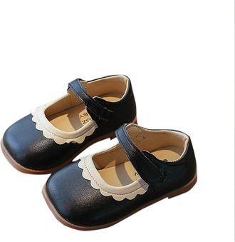 Generic Girls Faux Leather Shoes Bowknot Hook and Loop Oxfords Sandals Classic Plain British Style Mary Jane Shoes Elegent Soft Bottom Dress Sandals Kid Princ
