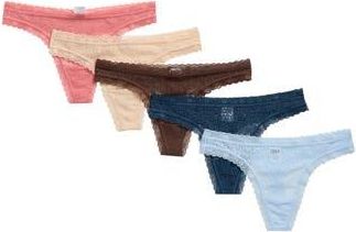 Nordstrom Rack Assorted 5-Pack Lace Thongs in Blue- Brown Multi at Nordstrom Rack, Size X-Small