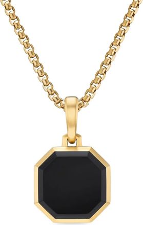 David Yurman Pendente Faceted in oro giallo 18kt con onice (16mm) - Nero