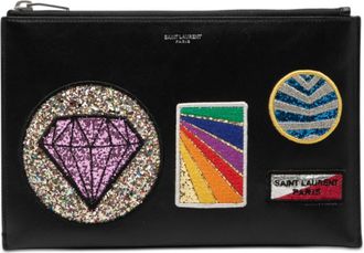 Saint Laurent Black Multi-Color Leather Clutch Bag (Pre-Owned)