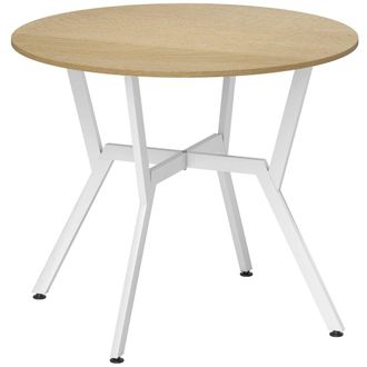 HOMCOM Mesa de comedor 90x90x76 cm natural y blanco